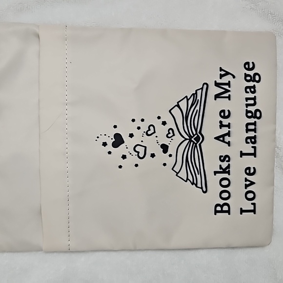 BOOK SLEEVE " BOOKS ARE MY LOVE LANGAUGE ON FRONT WITH ZIPPER TOP - Picture 6 of 6